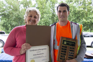 (Contributed photo courtesy of city of Washougal) City of Washougal parks/facilities maintenance worker Jesse Kasziewicz (right), pictured here with Washougal Mayor Molly Coston (left), has worked for the city since 2002. 