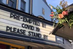 (Photo courtesy of Janessa Stoltz) 
A surprise flower installation, courtesy of Acorn & the Oak owners Janessa and Chuck Stoltz, stands outside the Liberty Theatre in downtown Camas in late March. 