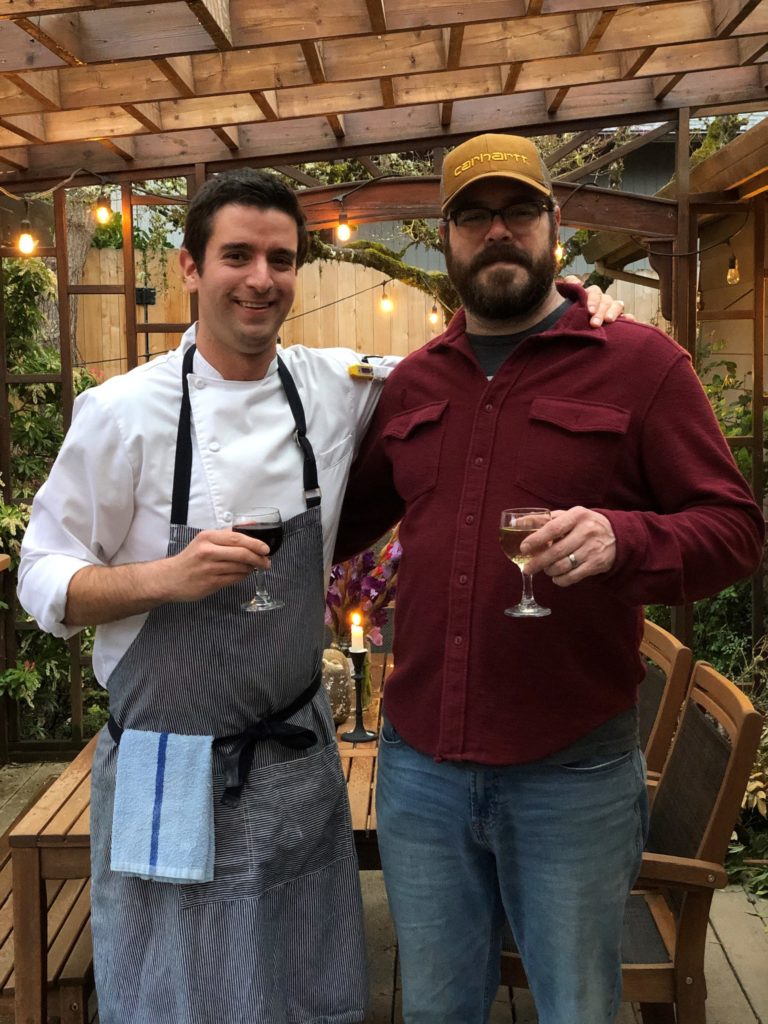 (Photo courtesy of Janessa Stoltz) 
Acorn & the Oak co-owner Chuck Stoltz (right) stands with his new chef, David Haight. The flower shop/supper club, located at 3533 N.E. Everett St., in Camas, is set to open as soon as the "stay home" orders meant to slow the spread of the coronavirus have lifted in Washington state.
