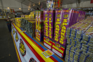 Packets of sparklers are among the selection of fireworks at the United Pentecostal Church fireworks stand June 26, 2018. (Photo courtesy of Amanda Cowan/The Columbian files)