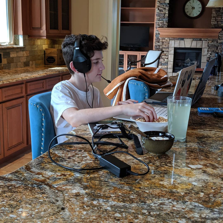 Alex Hugo, 12, works on a Washington Connections Academy "live lesson" from his Camas home. (Contributed photos courtesy of Hugo family)