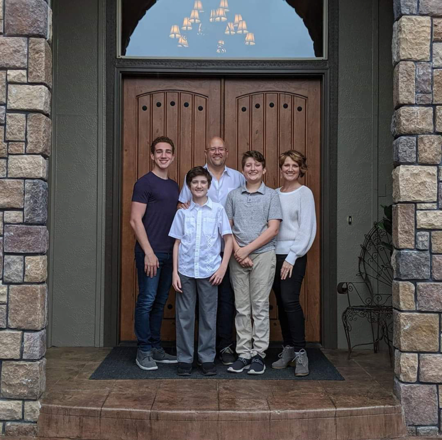 Alex Hugo (second from left) stands with his parents, Curt and Tracey, and siblings, Zack and Spencer. Alex, 12, is a child actor who lives in Camas and attends the online Washington Connections Academy.