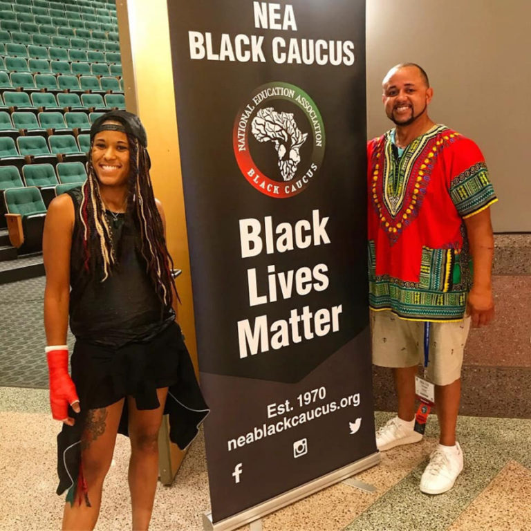 Washougal High School teacher Charlotte Lartey (left) participates in an event for the National Education Association Black Caucus.