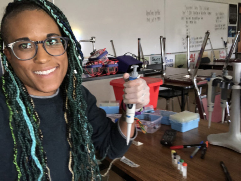 Educator Charlotte Lartey is pictured in her classroom at Washougal High School, where she teaches health science, medical science, anatomy, physiology, medical terminology and health classes.