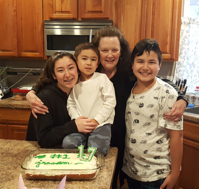 Washougal resident Sandy Ladd (second from right), who died in June, was &quot;an amazing mom and grandma&quot; to her four children and six grandchildren, according to her daughter, Mikaela. Pictured are grandchildren Emma Sasse (left), Hunter Sasse (second from left) and Ben Sasse.