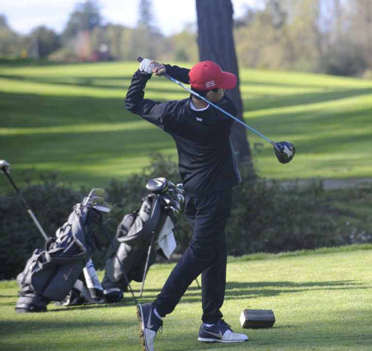 Camas High School golfer Evan Chen tees off during a match in  the fall of 2019. The 2020-21 prep boys golf season is tentatively scheduled to begin in mid-September.