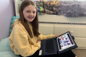 Jemtegaard Middle School student Alyssa Stinchfield works on a school art project at home earlier this year. Washougal students will have a fully remote learning option beginning this fall. (Contributed photo courtesy Washougal School District)