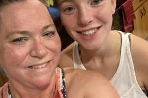 Washougal resident Jodi Miner (left) poses for a post-workout photograph with her daughter Erin, a Washougal High School senior. "For Erin, so many of her sports and other activities have gone by the wayside, so she's become my workout buddy," Jodi said. (Contributed photo courtesy Jodi Miner)