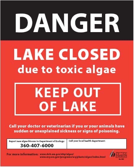 Clark County Public Health issued this "danger advisory" at Lacamas Lake in Camas on Friday, Oct. 2, due to elevated levels of toxic blue-green algae and advises against all forms of recreating, including kayaking and fishing, in the lake until levels come back down.