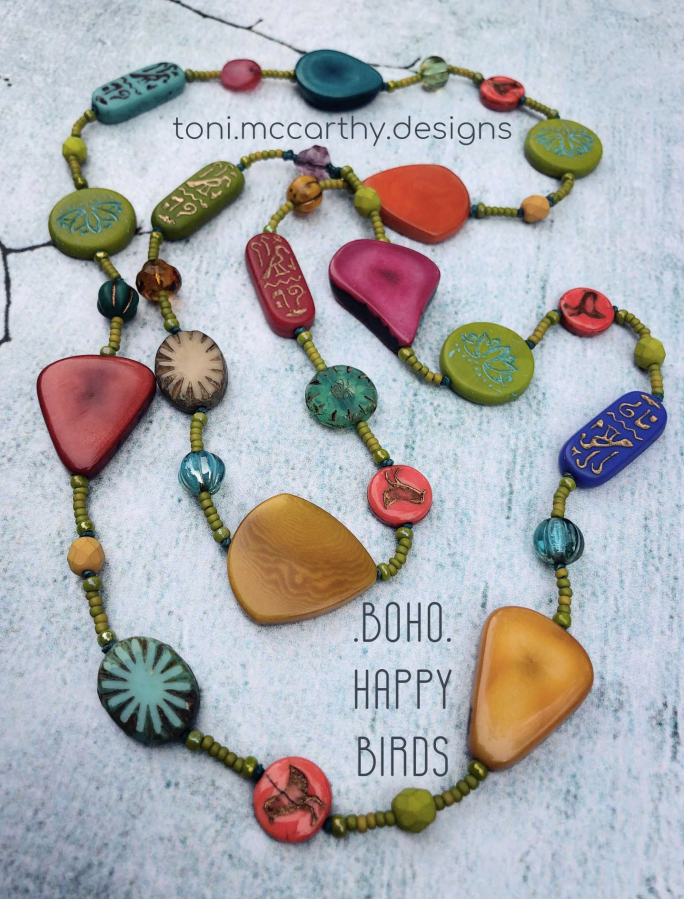 A necklace designed by local jewelry artist Toni McCarthy