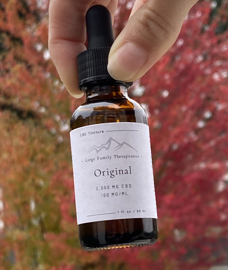 Contributed photo courtesy Kara Cooper 
 Washougal resident Sam Rickenbach&#039;s new business, Gorge Family Therapeutics, offers cannibidiol (CBD) tinctures in a variety of flavors, including original (above).