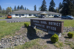 The Washougal School District Administrative Offices are pictured Tuesday morning, April 14, 2020. (Amanda Cowan/The Columbian)