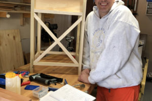 Washougal resident Greg Lewis works to construct a nightstand. Lewis, a teacher at Jemtegaard and Canyon Creek middle schools, has started a part-time woodworking business. (Contributed photos courtesy of Greg Lewis)