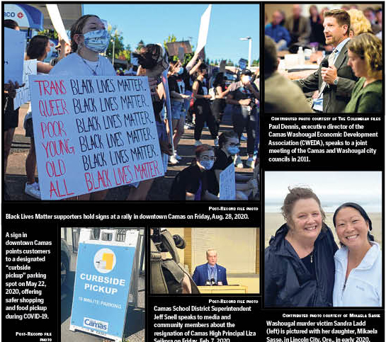 Clockwise from upper left: Black Lives Matter supporters counterprotest at a 