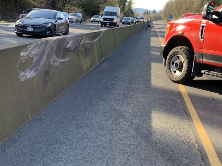 The scene of a fatal crash on Highway 14 in Camas on Jan.