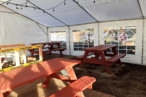 The owners of Smead's Pub in Washougal installed this large tent in their outdoor beer garden to cover and warm outdoor diners while COVID-19 restrictions prohibit indoor seating. (Contributed photo courtesy of Kimber Eckman)