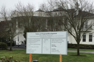 Notice of a proposed substance abuse treatment and recovery center development is posted outside Fairgate Estate in Camas' Prune Hill neighborhood in early February 2021. (photo courtesy of Thomas Feldman)