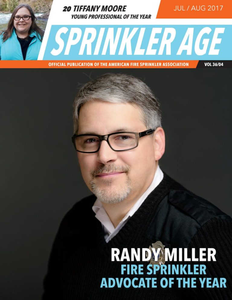 Sprinkler Age magazine named Camas-Washougal Fire Department Deputy Fire Marshal Randy Miller its "Fire Sprinkler Advocate of the Year" in 2017, and featured Miller on its cover in the July-August 2017 issue.