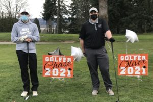 Washougal High School seniors Chase Baldwin (left) and Oliver Evers lead the 2020-21 Washougal boys golf team. Baldwin and Evers both qualified for the 2A state tournament in 2020, which was ultimately canceled due to the COVID-19 pandemic. (Doug Flanagan/Post-Record)