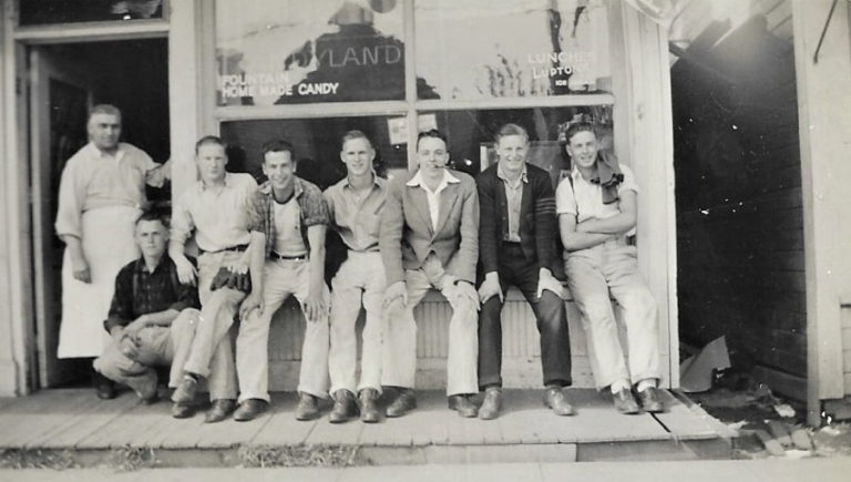 Contributed photo courtesy Clark County Historical Museum 
 This photograph of former Washougal resident Robert Greenman was discovered in a box that was recently donated to the Clark County Historical Museum. Greenman (third from right) 
 is &quot;sitting in front of a drug store in Washougal with some of his buddies, possibly taken not long before he left to go into the service&quot; in 1941, according to museum volunteer Peri Muhich.