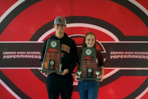 Camas High School  named seniors Jake Blair (left) and Shealyne McGee the 2020-21 scholar-athletes of the year. (Contributed photo courtesy Camas High School)