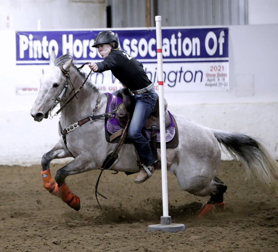 Contributed photo courtesy Brittni DeVault 
 Washougal rider Simone Velansky competes during an equestrian meet earlier this year. Velansky and eight other Washougal riders will compete at the Washington High School Equestrian Team state meet, to be held June 17-19 in Moses Lake. (Contributed photos courtesy of Brittni DeVault)