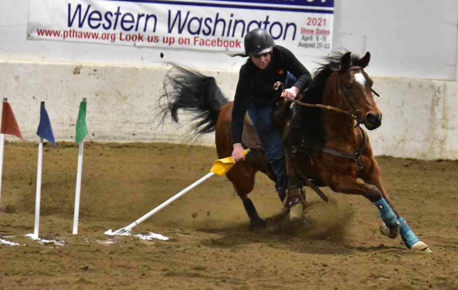 Washougal rider Brenna McEathron competes during an equestrian meet in 2021. McEathron and eight other Washougal riders competed at the Washington High School Equestrian Team state meet, held June 17-19 in Moses Lake, Wash.