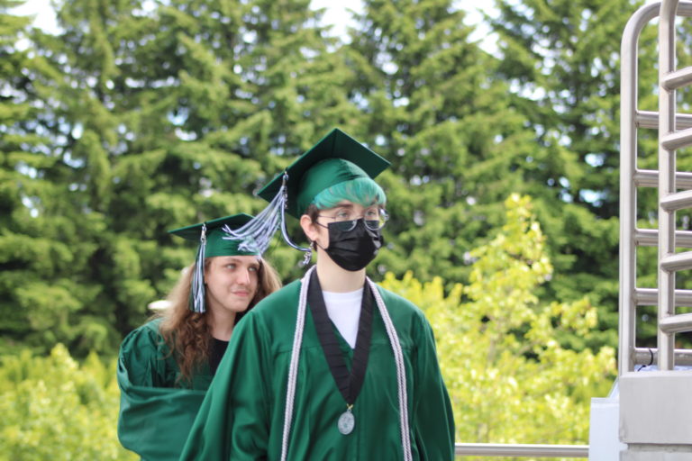 Hayes Freedom High School celebrates its class of 2021 at an in-person graduation ceremony held Saturday, June 12, 2021, at Doc Harris Stadium in Camas. (Kelly Moyer/Post-Record) 