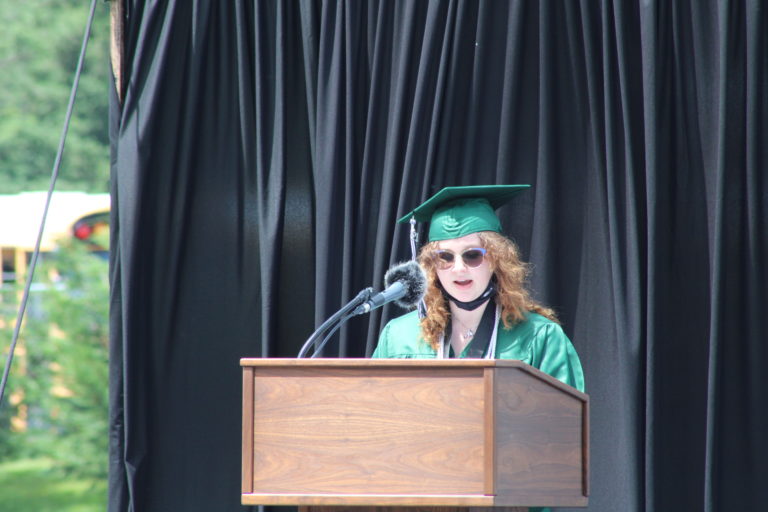 Hayes Freedom High School celebrates its class of 2021 at an in-person graduation ceremony held Saturday, June 12, 2021, at Doc Harris Stadium in Camas. (Kelly Moyer/Post-Record) 