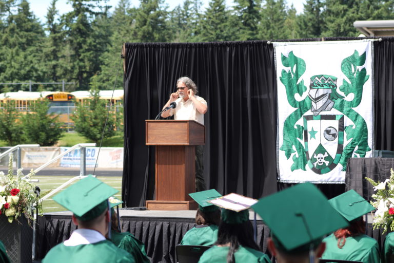 Hayes Freedom High School celebrates its class of 2021 at an in-person graduation ceremony held Saturday, June 12, 2021, at Doc Harris Stadium in Camas. (Kelly Moyer/Post-Record) 