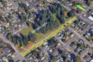 The city of Camas has started a construction project to improve a portion of Northeast 15th Avenue near Crown Park. (Contributed illustration courtesy of the city of Camas)