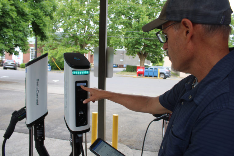 A SemaConnect EV charger sits at 403 N.E.