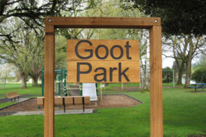 A sign welcomes visitors to Goot Park at 303 S.E. Zenith St., on the border of Camas and Washougal. (Contributed photo courtesy of city of Camas)