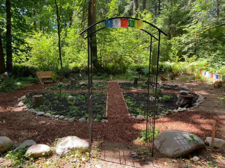 The TreeSong Nature Awareness and Retreat Center used grant funding from the Camas-Washougal Community Chest to construct this circle garden in 2021.