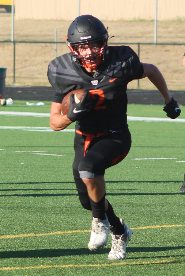 Doug Flanagan/Post-Record 
 Washougal sophomore Brody Davis runs during a jamboree contest at Fishback Stadium on Aug. 26. The Panthers will open their season against Prairie on Sept. 3.
