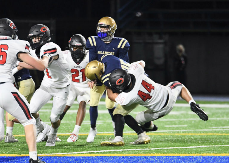 Contributed photo courtesy Kris Cavin 
 Jairus Phillips (44) is a part of a strong linebacking core for the Camas football team, which hopes to defend ints 2019 state title this fall. The Papermakers open their season against Central Catholic (Ore.) on Sept. 3.