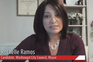 Washougal mayoral candidate Rochelle Ramos speaks during an online candidate forum on Sept. 22, 2021. (Screenshot by Doug Flanagan/ Post-Record)