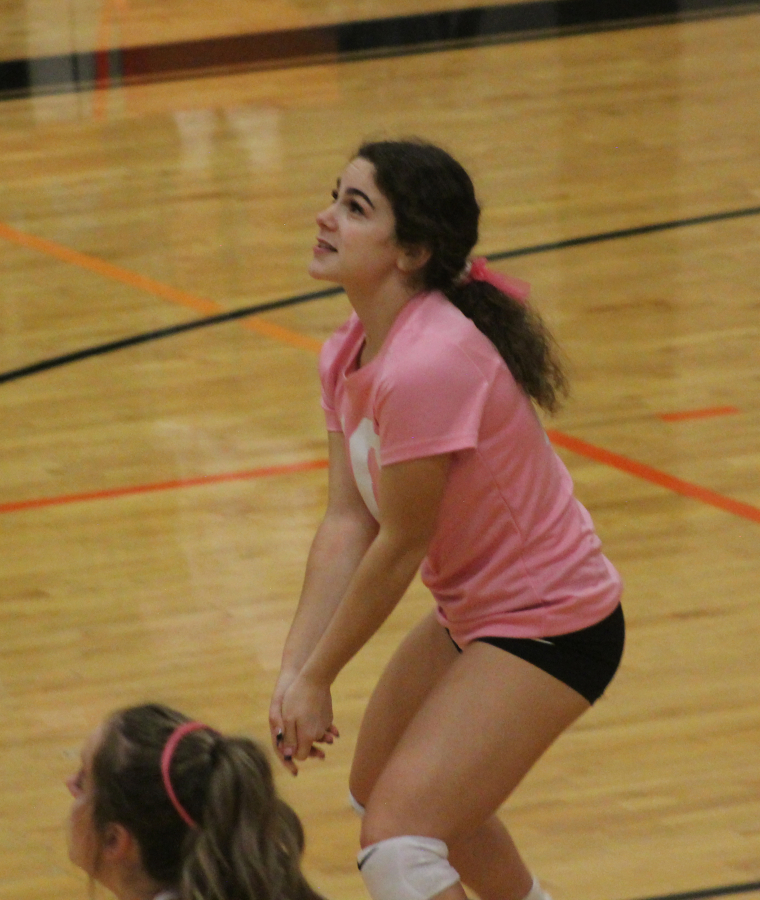 Doug Flanagan/Post-Record 
 Washougal senior Lexi Melton prepares to make a pass during the Panthers&#039; Oct. 14 match against Hudson's Bay.