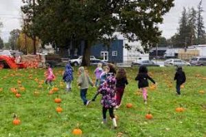 Hathaway Elementary kindergarten students enjoy a pumpkin patch at their Washougal elementary school on Oct. 22, 2021. (Contributed photos courtesy of Washougal School District)