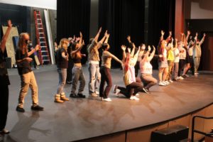Washougal students perform during a rehearsal session for the Washougal School District's upcoming musical production "All Together Now!" at Washougal High School on Nov. 5, 2021. (Doug Flanagan/Post-Record)