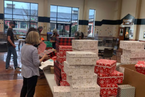 Washougal High School students and staff members put together "blessing boxes" at the school on Dec. 9, 2021. (Contributed photo courtesy of Lexie Groves)