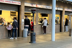 Camas School District students and staff are tested for COVID-19 at Doc Harris Stadium in Camas on Tuesday, Jan. 18, 2022. (Contributed photo courtesy of the Camas School District)