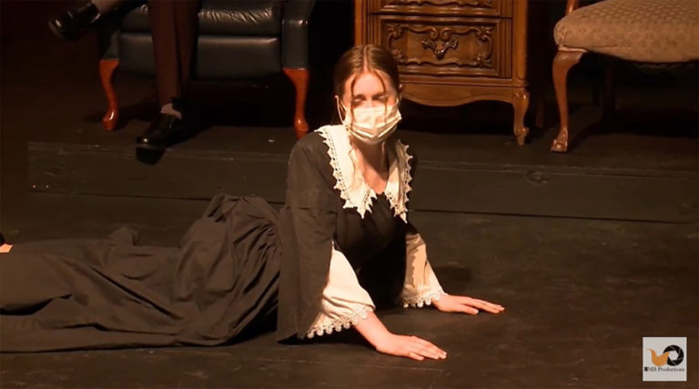 Washougal High School theater student Claire Zakovics performs during a production of &quot;That&#039;s Emma!,&quot; a play that was recorded, edited and produced into a movie by former Washougal High student Marcus Bennett.