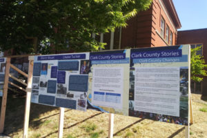 A "Black History Highlights of Southwest Washington" exhibit sits outside the Clark County Historical Museum in Vancouver in February 2022. (Contributed photo courtesy of the NAACP Vancouver)