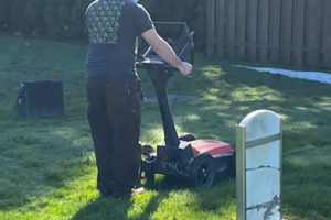 A C-N-I Locates employee uses a ground radar imaging machine to locate the presence of possible gravesites at the Washougal Memorial Cemetery in 2021. (Contributed photo courtesy of Micki Mulder)