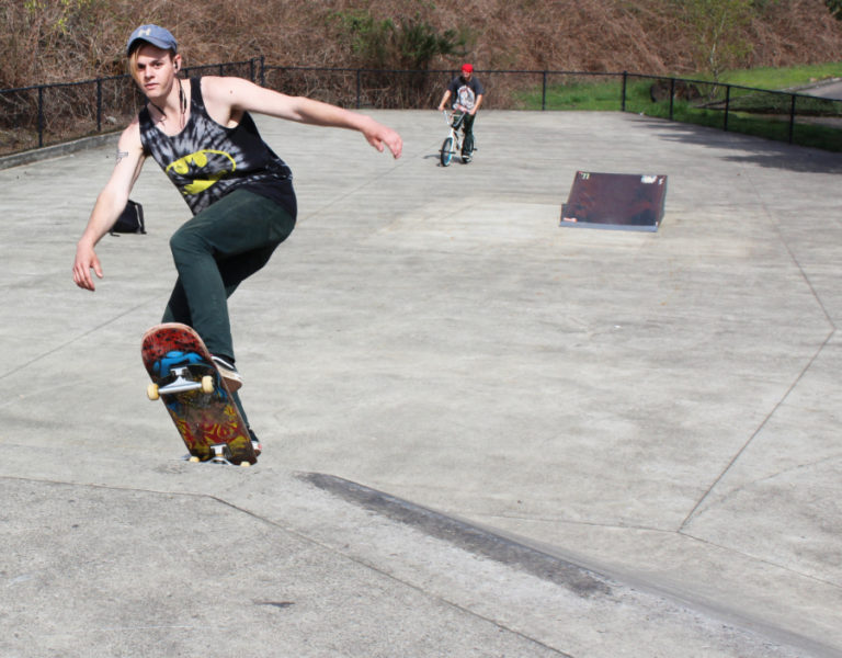 Alexander Chadduck, 21, of Washougal, skates at the Camas-Washougal Riverside Skate Park on Monday, April 9, 2018.