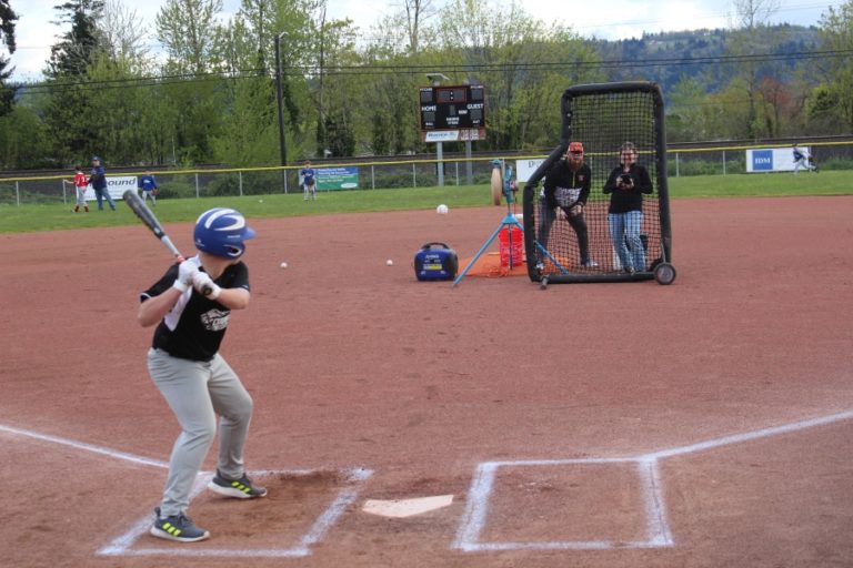 Doug Flanagan/Post-Record 
 An East County Little League player prepares to swing at a pitch during a home run derby event at the George Schmid Memorial Ballfields complex on Friday, April 22.