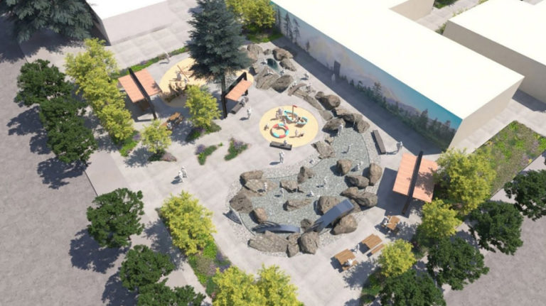 Contributed graphic courtesy city of Washougal 
 The city of Washougal recently revealed its plans for a civic recreation complex adjacent to the Washougal Senior Center and future home of the Washougal Community Library. The complex would feature a small park with a splash pad (pictured above).