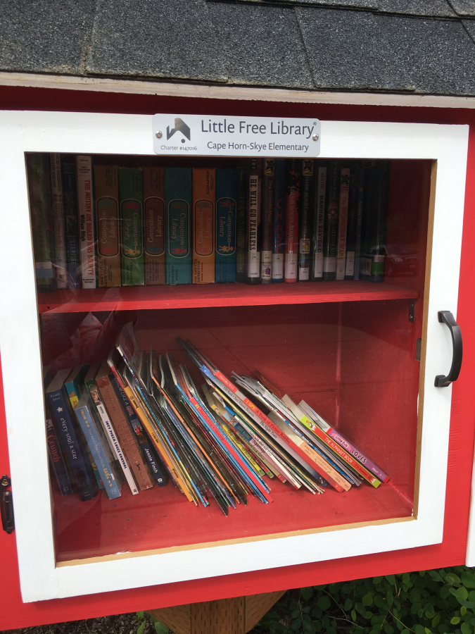 Cape Horn-Skye Elementary School&#039;s &quot;little free library&quot; is one of more than 90,000 book boxes registered with a worldwide network established by the Little Free Library organization.