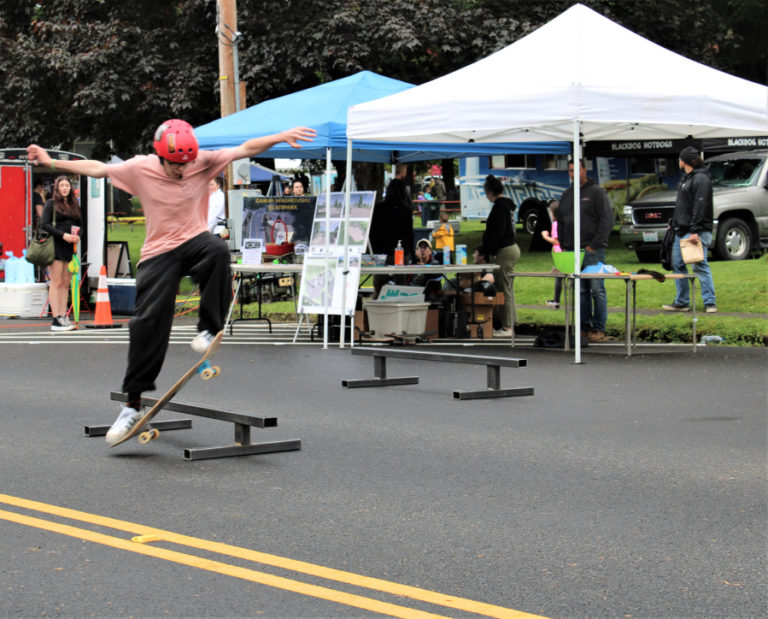 Brody Paulson, 14, skates during the Camtown Youth Festival in Camas&#039; Crown Park on Saturday, June 4, 2022.
